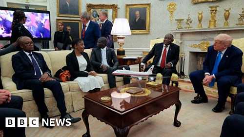 Watch moment Trump confronts South Africa's president with video